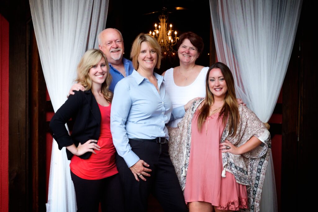 The Bluff Mountain Inn Staff. Bottom, from left to right: Mary, Jennifer, and Talia. Back, left to right, Rick and Rhonda. 