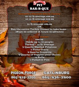 Bennett's Pit BBQ Thanksgiving Menu